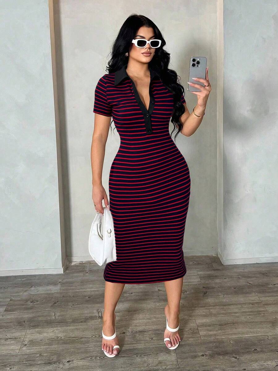 Cosima™ | Striped Polo Midi Dress
