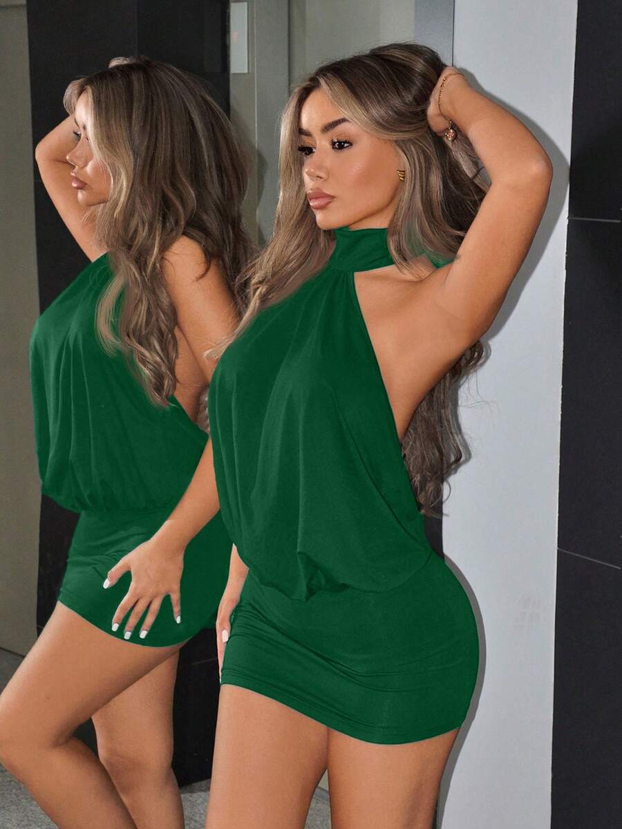Leona™ | Draped Halter Bodycon Mini Dress