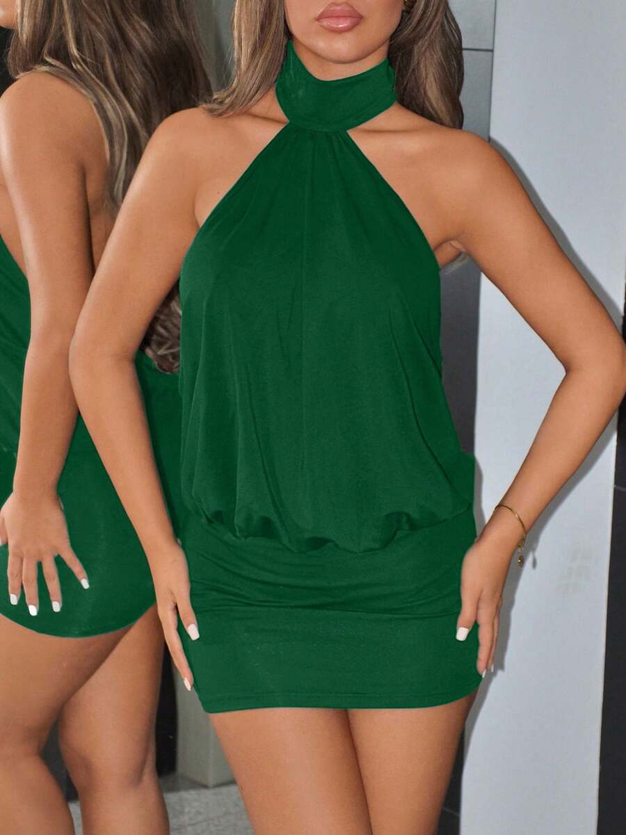 Leona™ | Draped Halter Bodycon Mini Dress