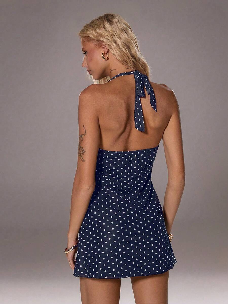 Nerissa™ | Polka Dot Halter Mini Dress