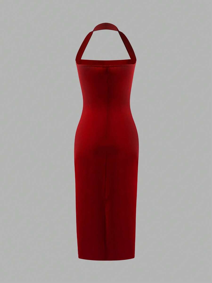 Nadia™ | Halter Bodycon Midi Dress