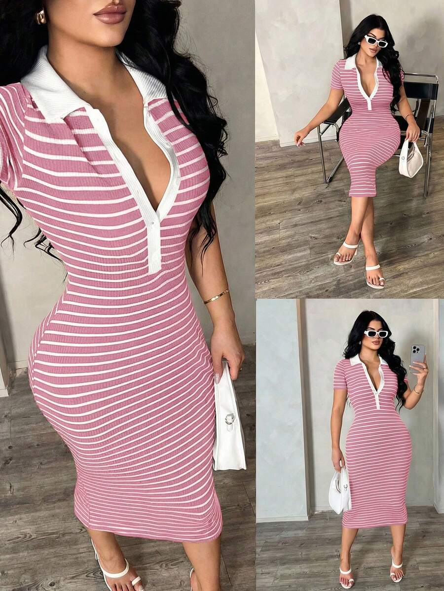 Cosima™ | Striped Polo Midi Dress