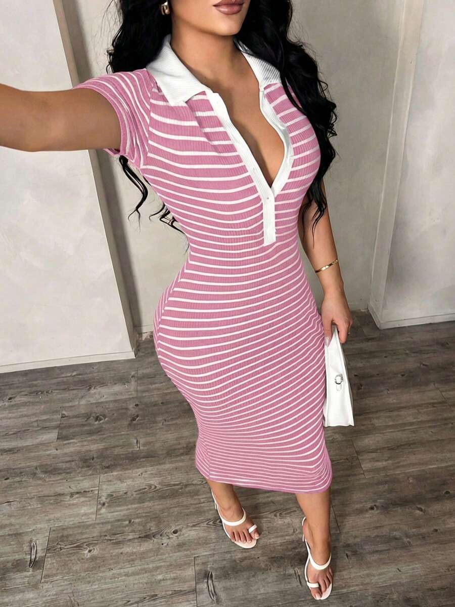 Cosima™ | Striped Polo Midi Dress