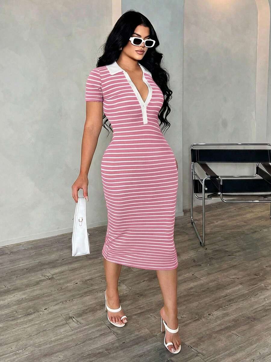 Cosima™ | Striped Polo Midi Dress