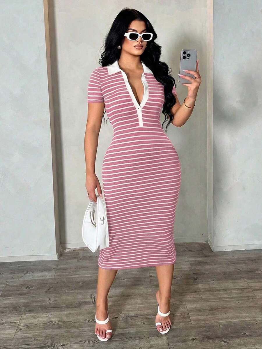 Cosima™ | Striped Polo Midi Dress