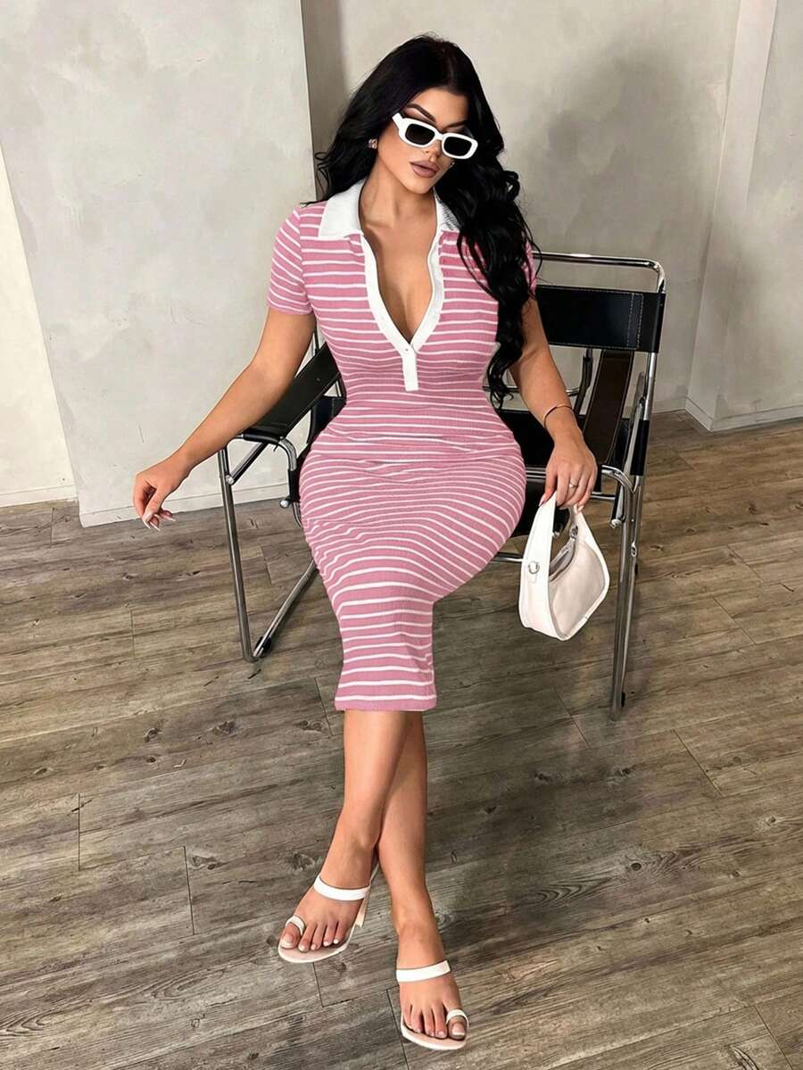 Cosima™ | Striped Polo Midi Dress