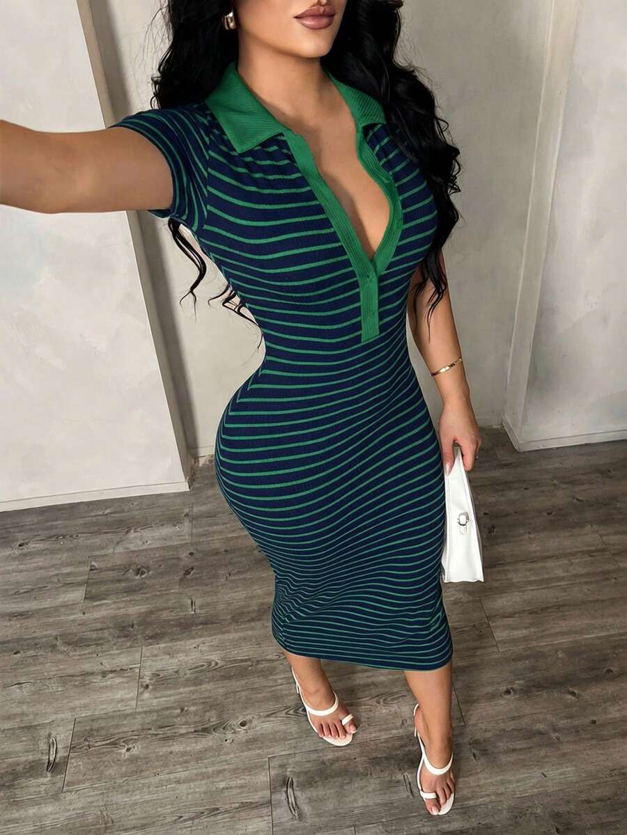 Cosima™ | Striped Polo Midi Dress