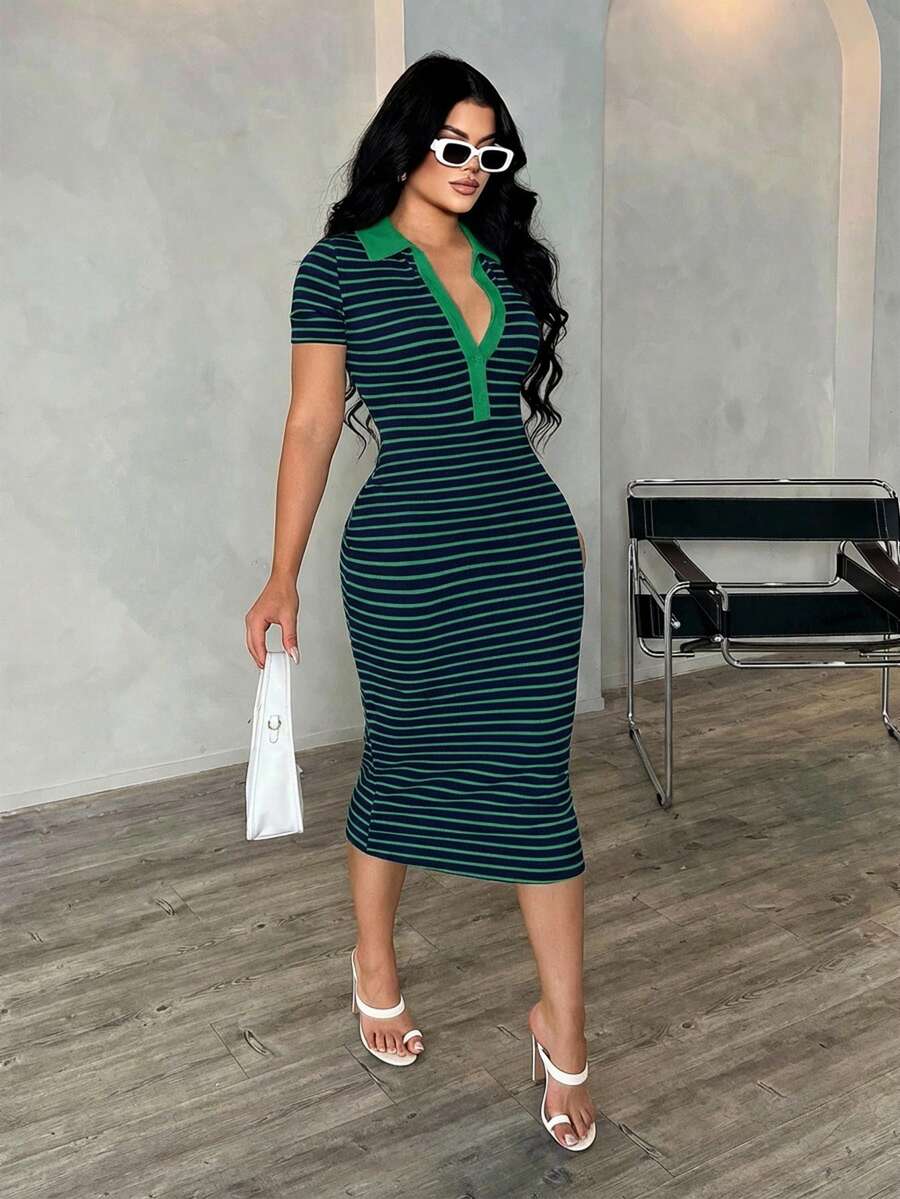 Cosima™ | Striped Polo Midi Dress