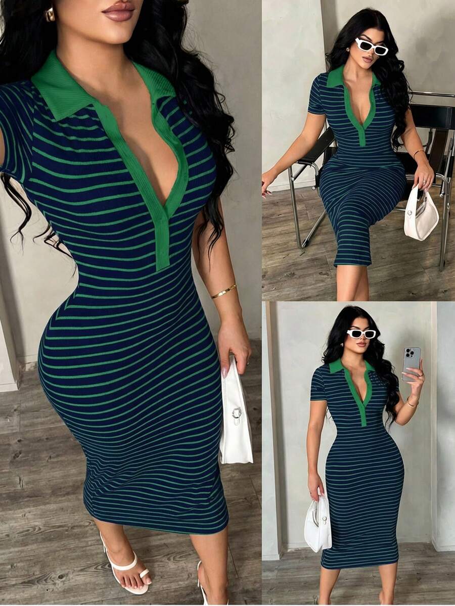 Cosima™ | Striped Polo Midi Dress