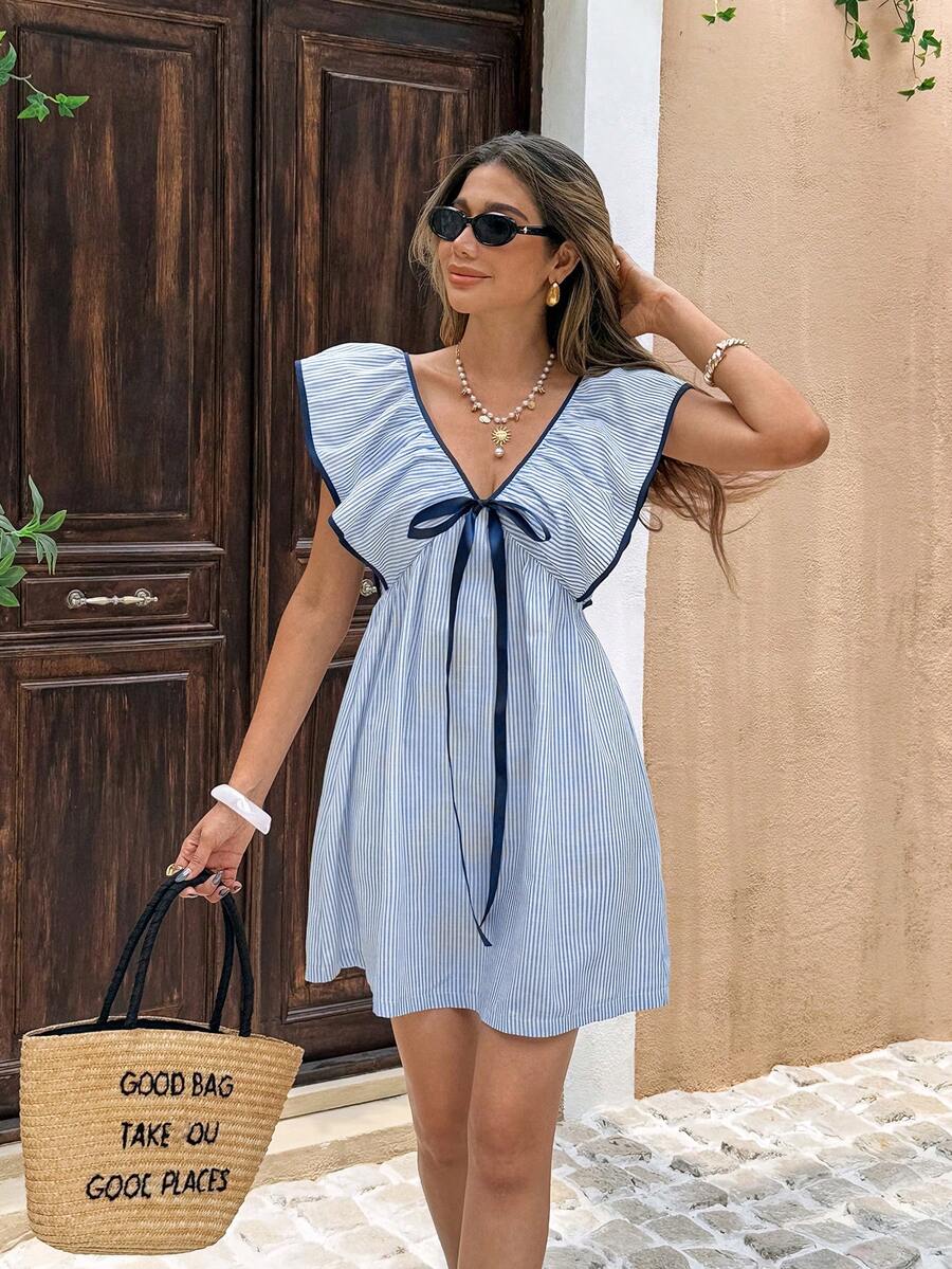 Clementine™ | Tie Front Ruffle Mini Dress