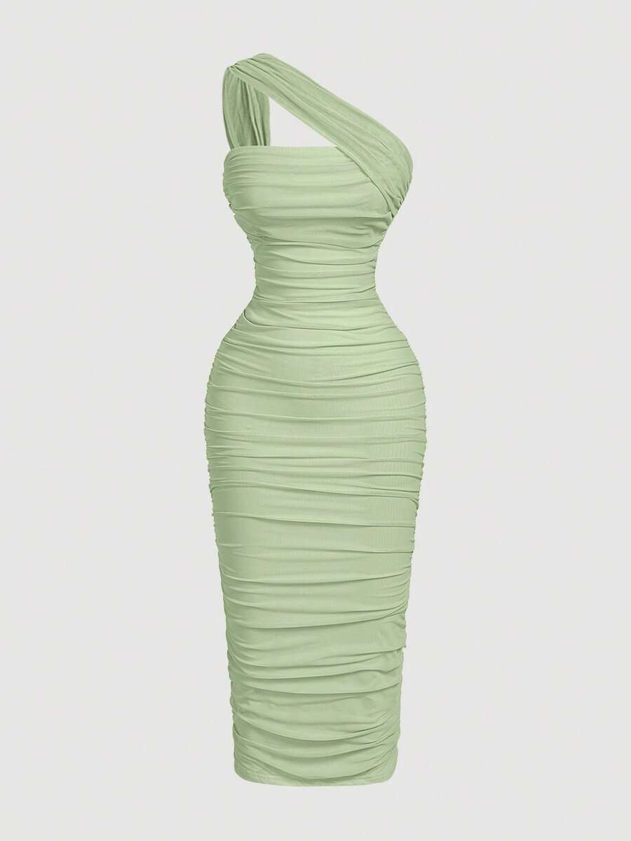 Thalia™ | One Shoulder Ruched Midi Dress