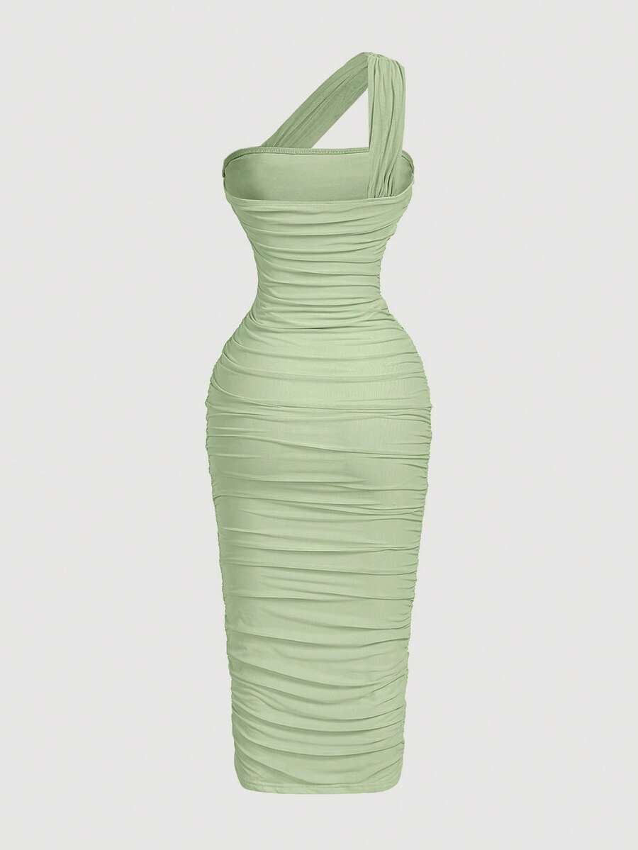 Thalia™ | One Shoulder Ruched Midi Dress