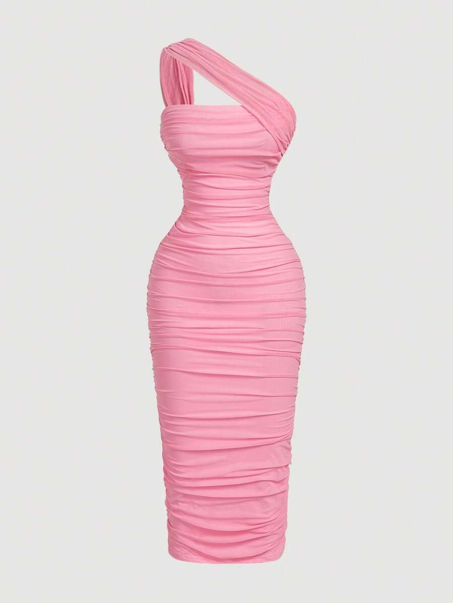 Thalia™ | One Shoulder Ruched Midi Dress