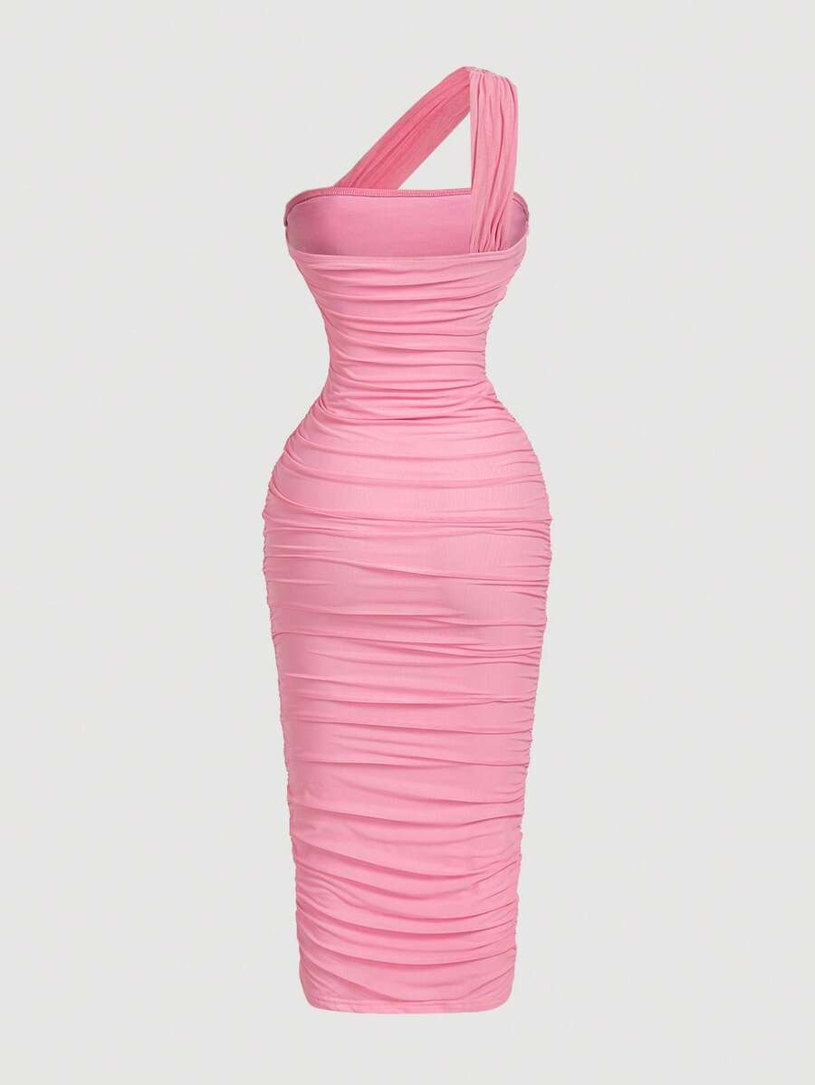Thalia™ | One Shoulder Ruched Midi Dress