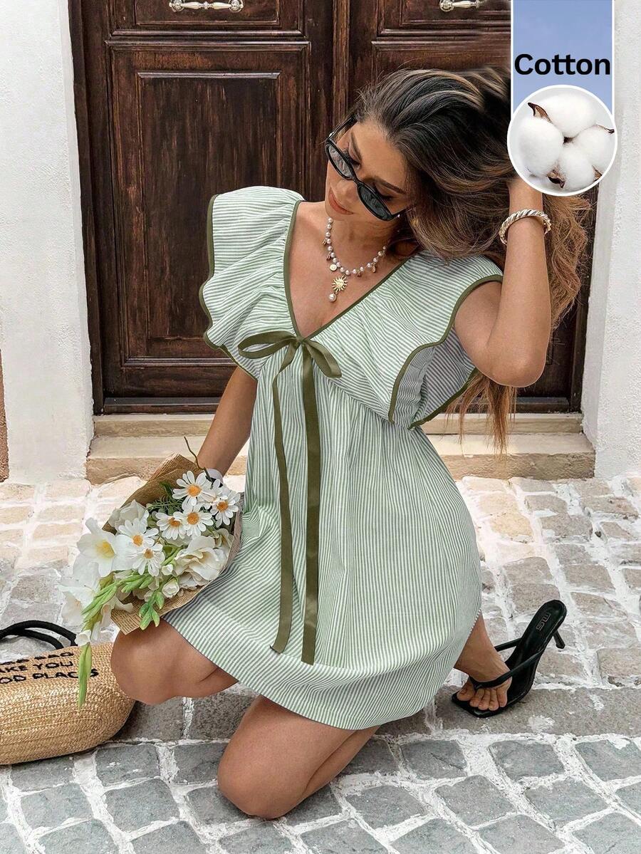 Clementine™ | Tie Front Ruffle Mini Dress