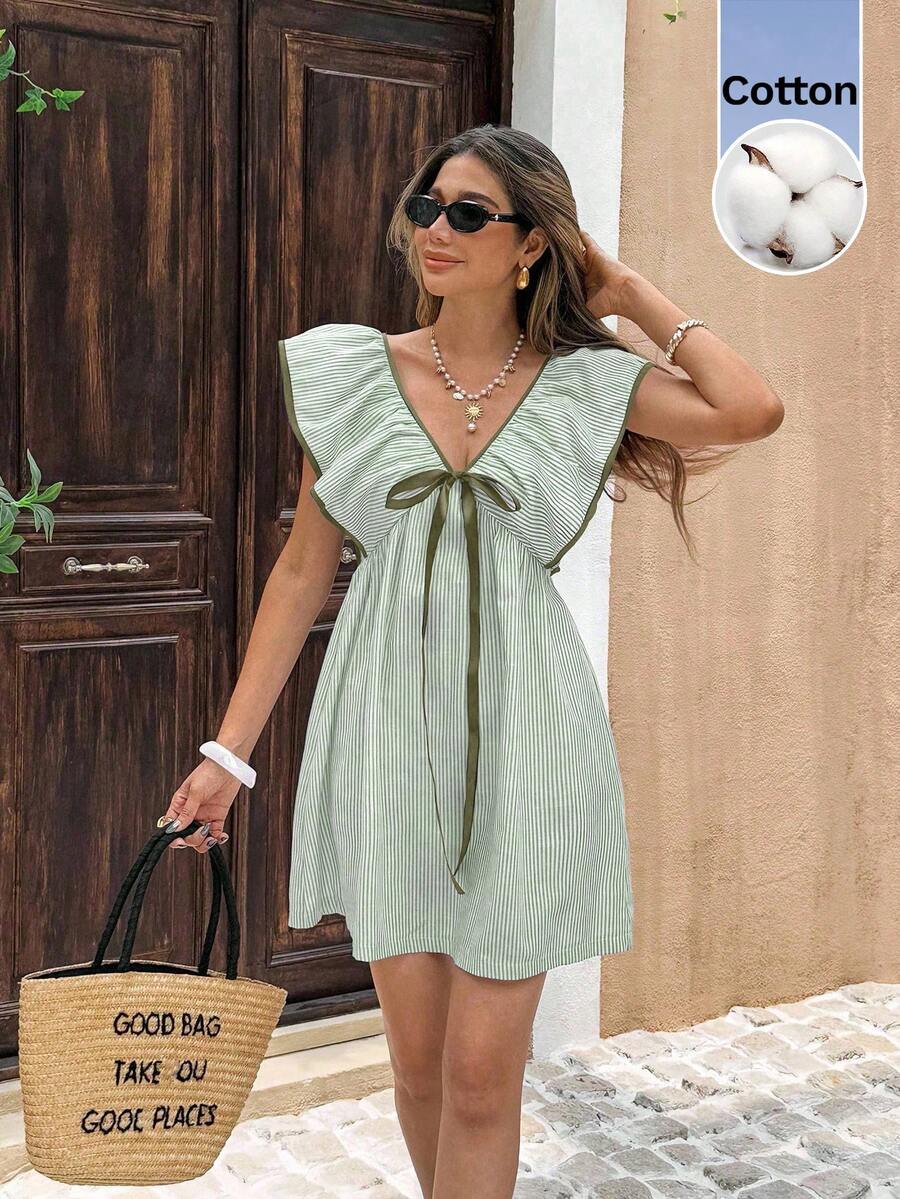 Clementine™ | Tie Front Ruffle Mini Dress