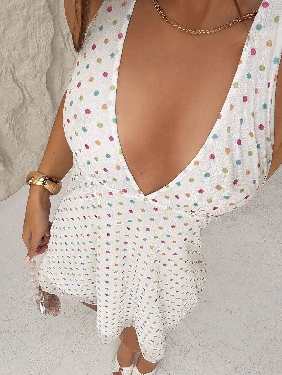 Nerissa™ | Polka Dot Halter Mini Dress