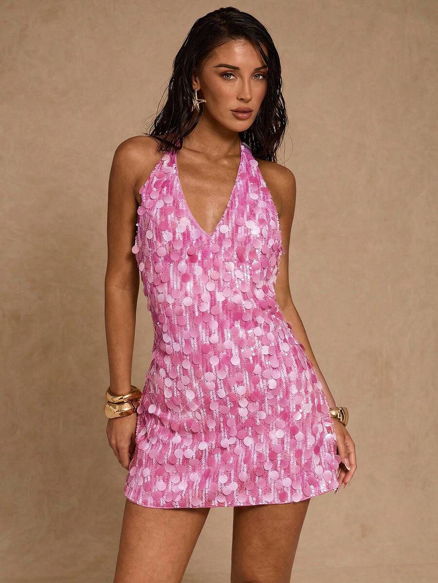 Freya™ | Sequin Halter Mini Dress