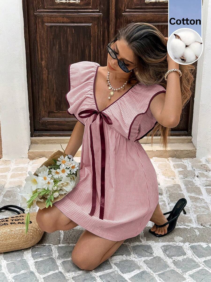 Clementine™ | Tie Front Ruffle Mini Dress
