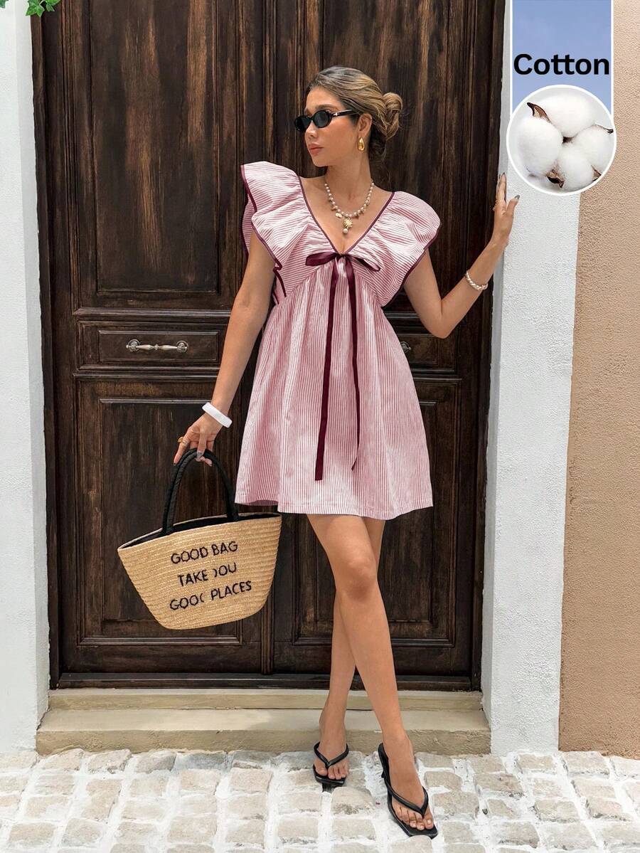 Clementine™ | Tie Front Ruffle Mini Dress