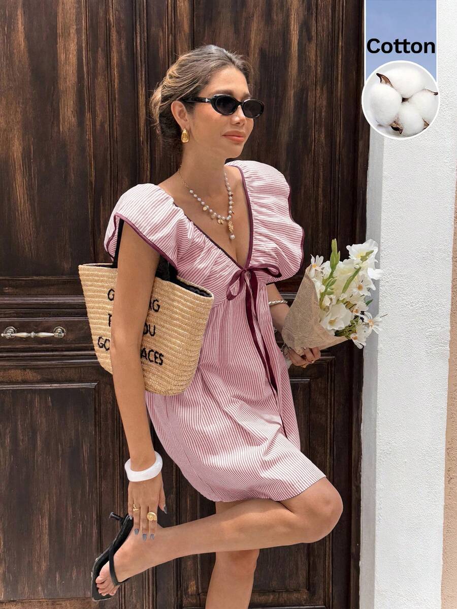 Clementine™ | Tie Front Ruffle Mini Dress