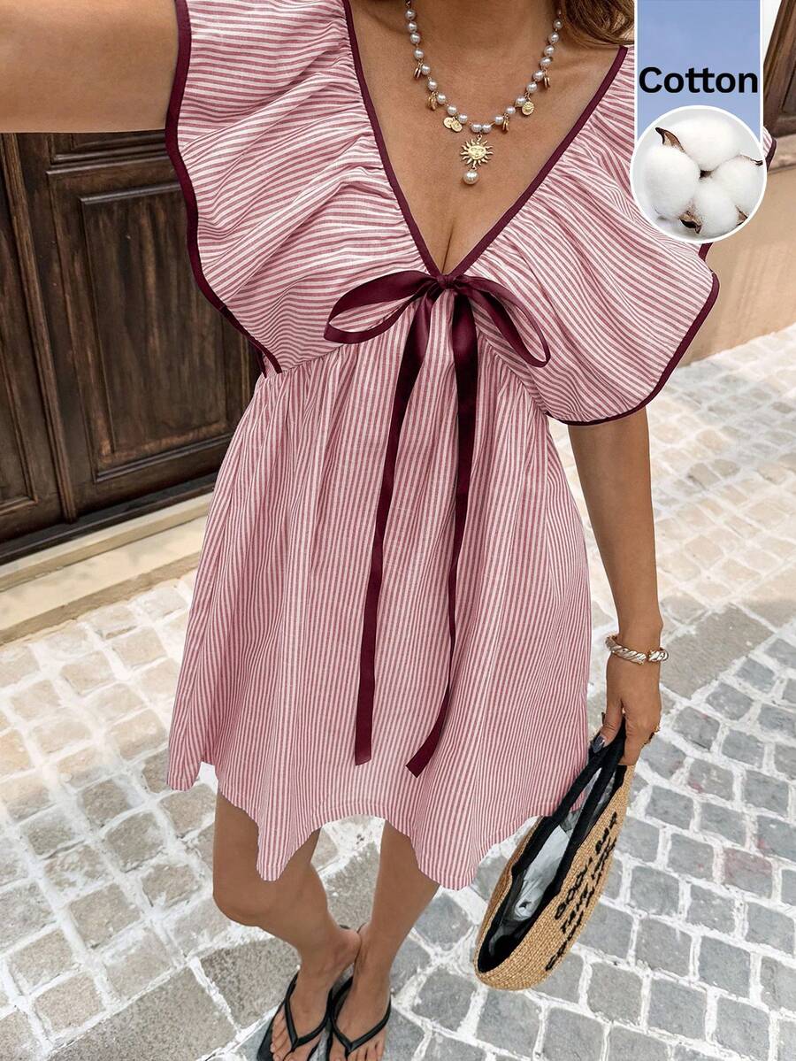 Clementine™ | Tie Front Ruffle Mini Dress