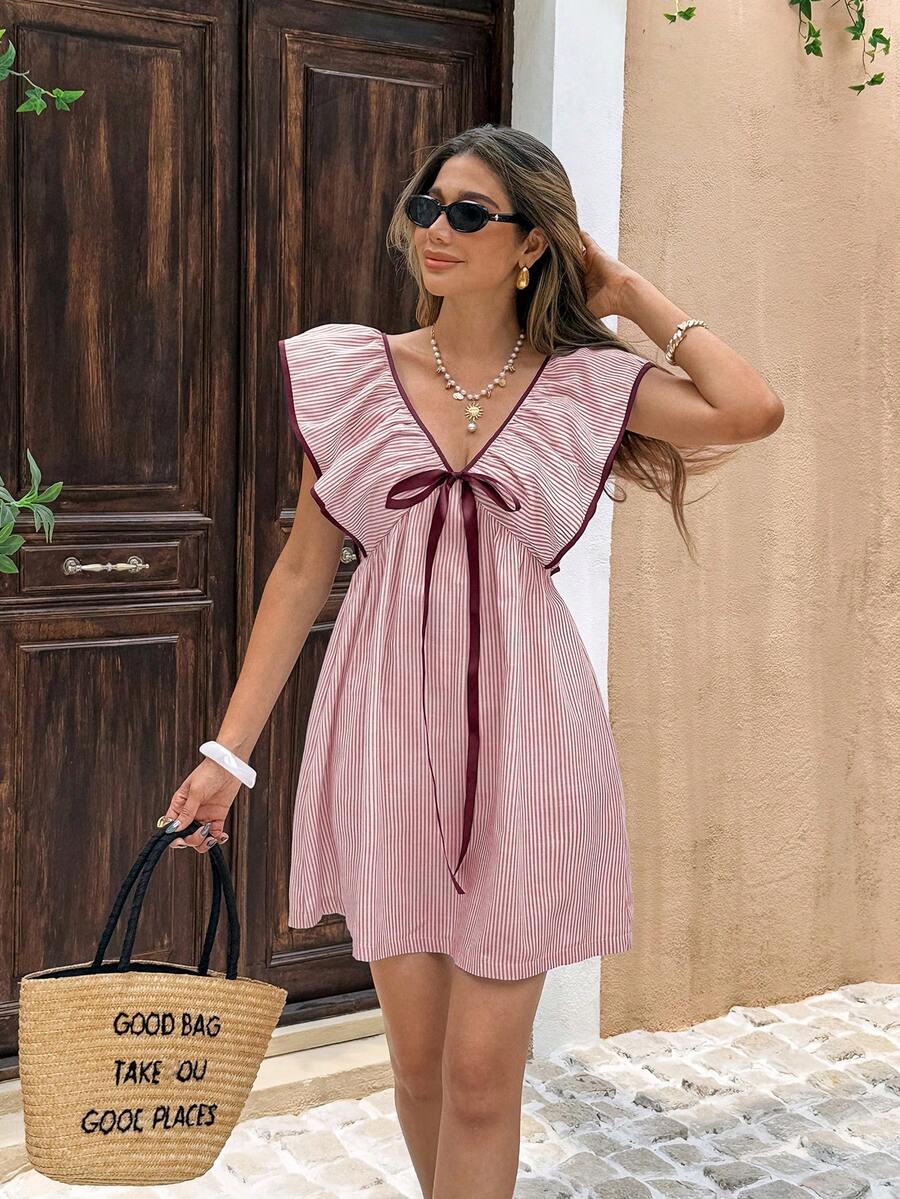 Clementine™ | Tie Front Ruffle Mini Dress