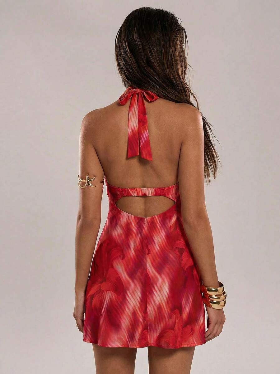 Calista™ | Jacquard Floral Halter Mini Dress