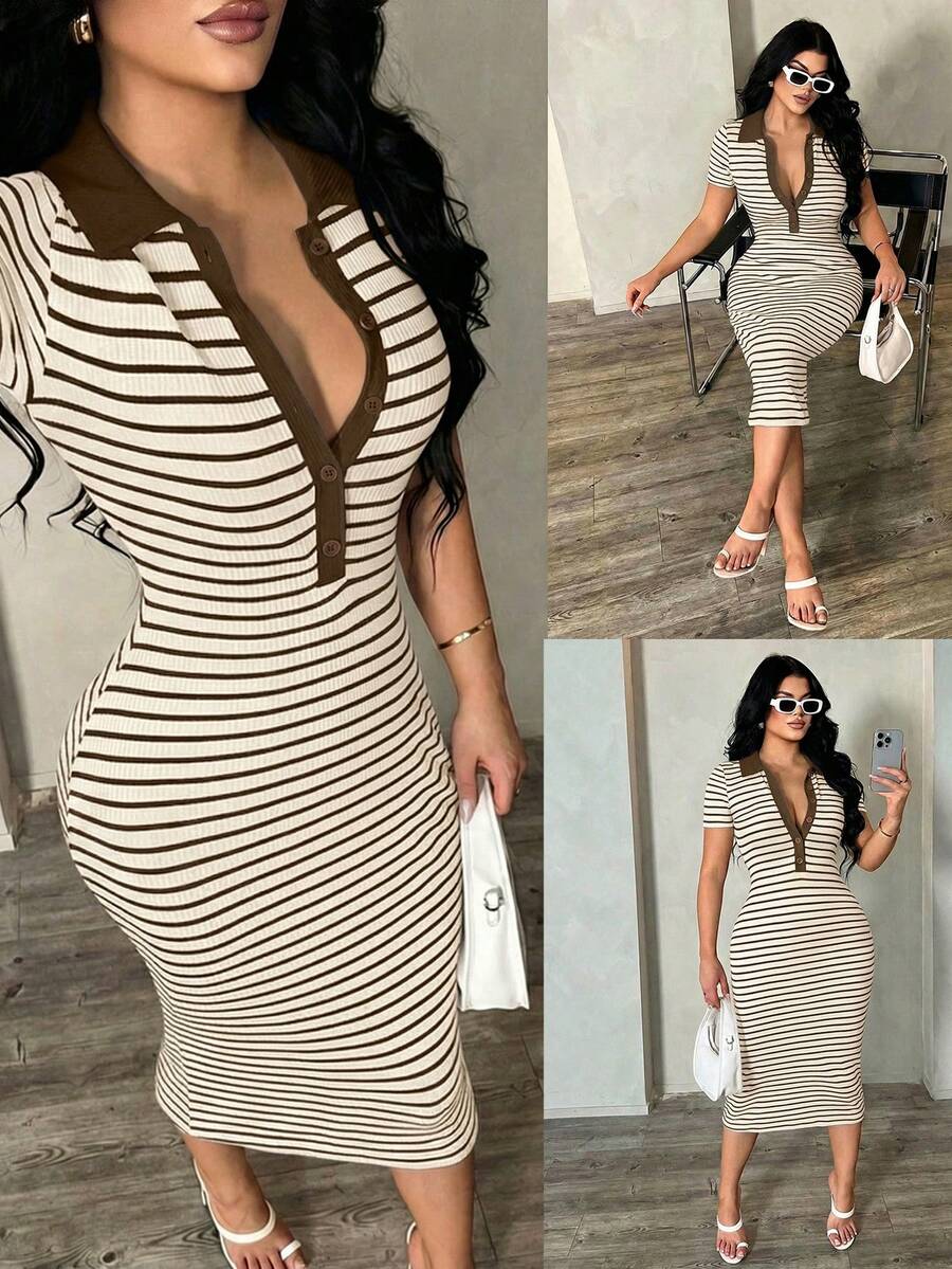 Cosima™ | Striped Polo Midi Dress