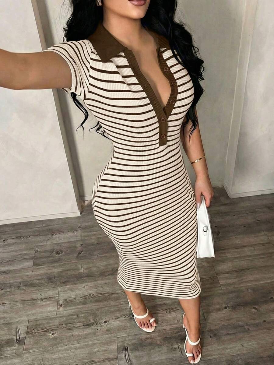 Cosima™ | Striped Polo Midi Dress
