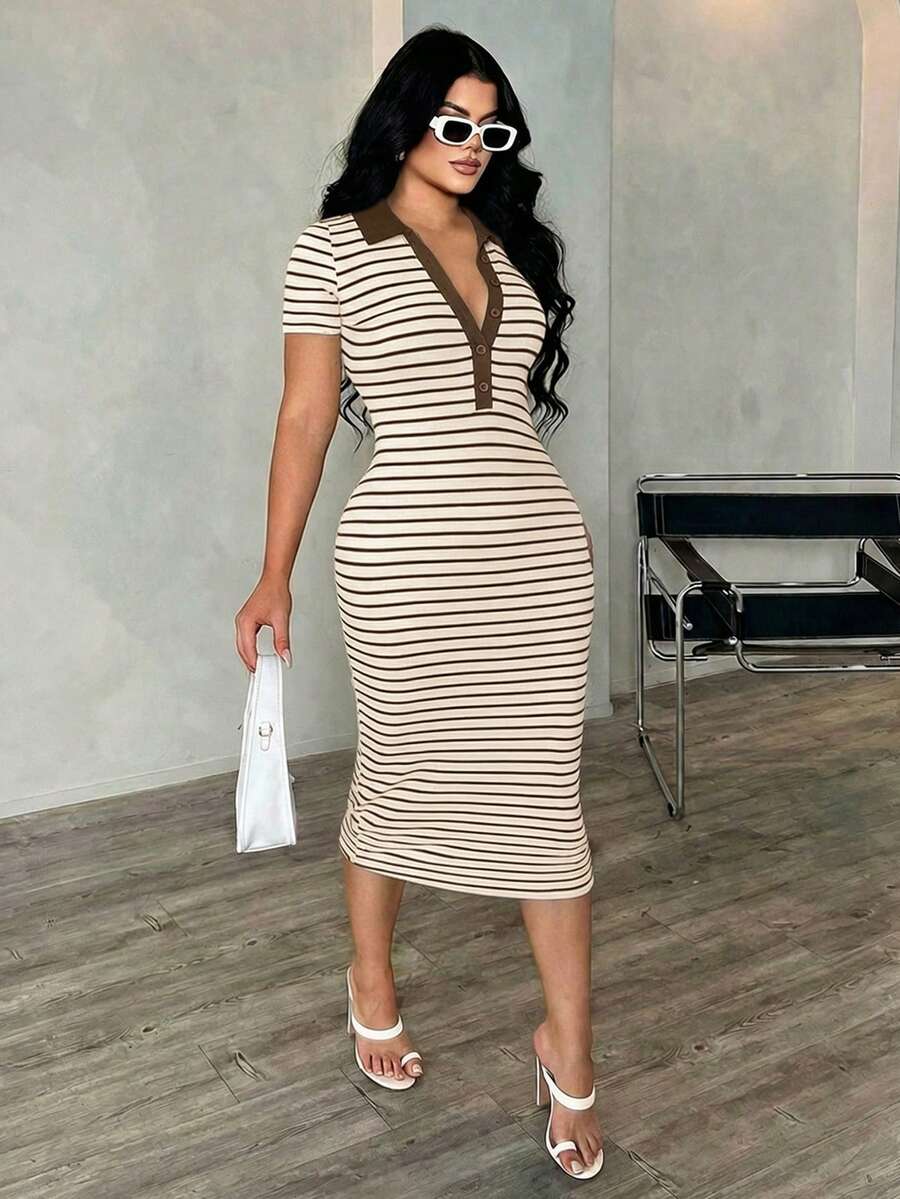 Cosima™ | Striped Polo Midi Dress