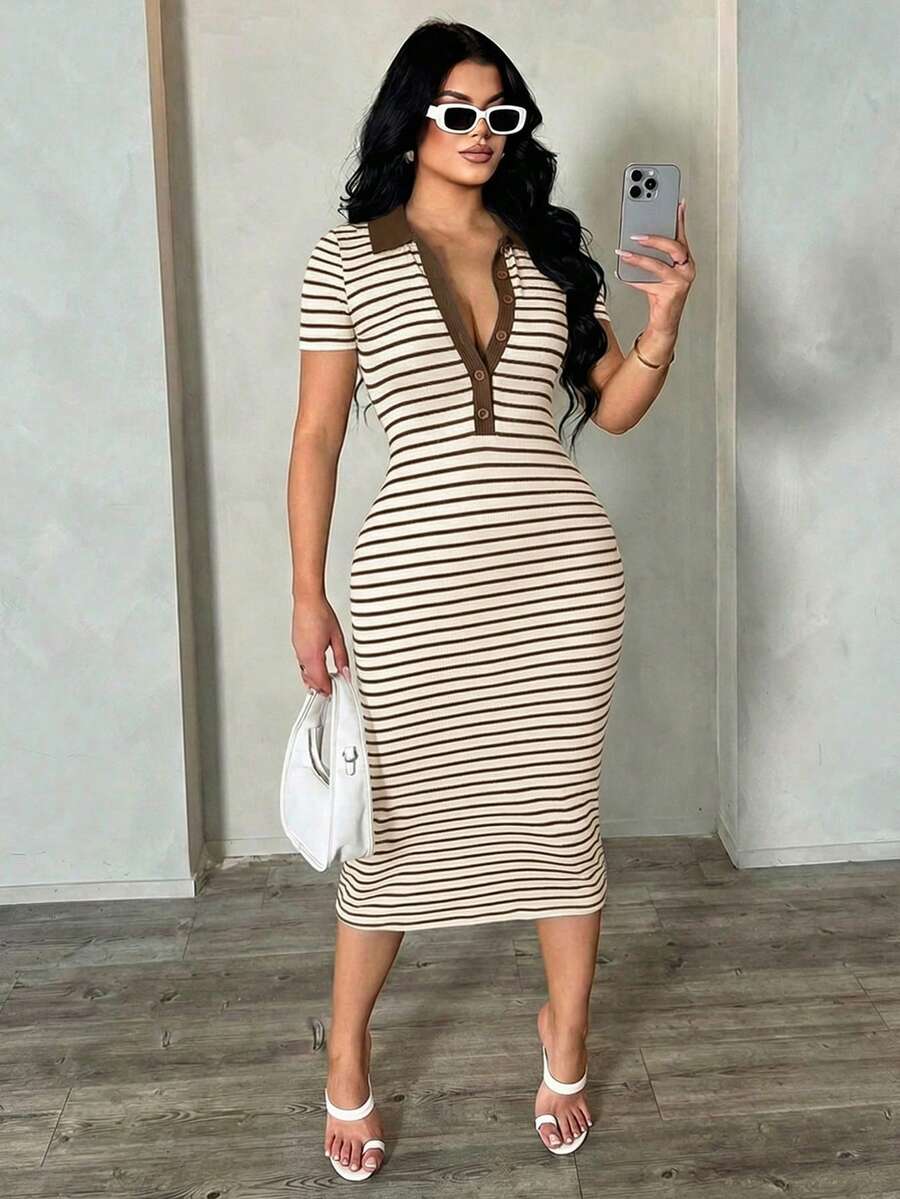 Cosima™ | Striped Polo Midi Dress