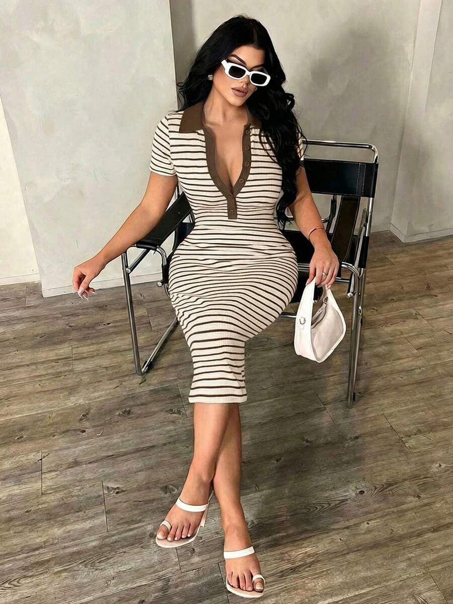 Cosima™ | Striped Polo Midi Dress