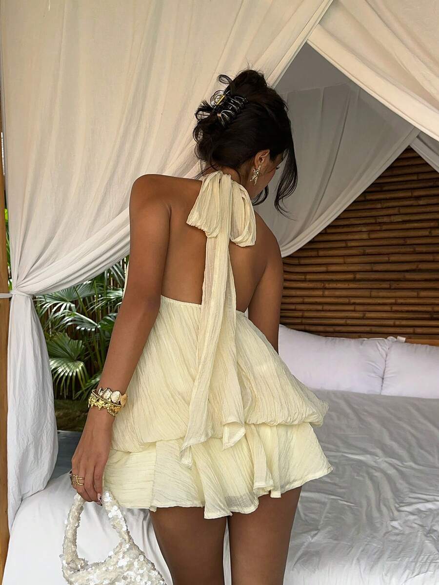 Saoirse™ | Contrast Lace Halter Mini Dress
