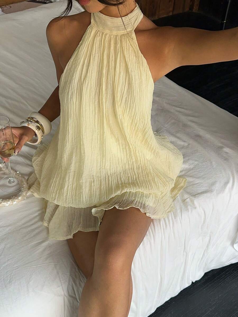Saoirse™ | Contrast Lace Halter Mini Dress