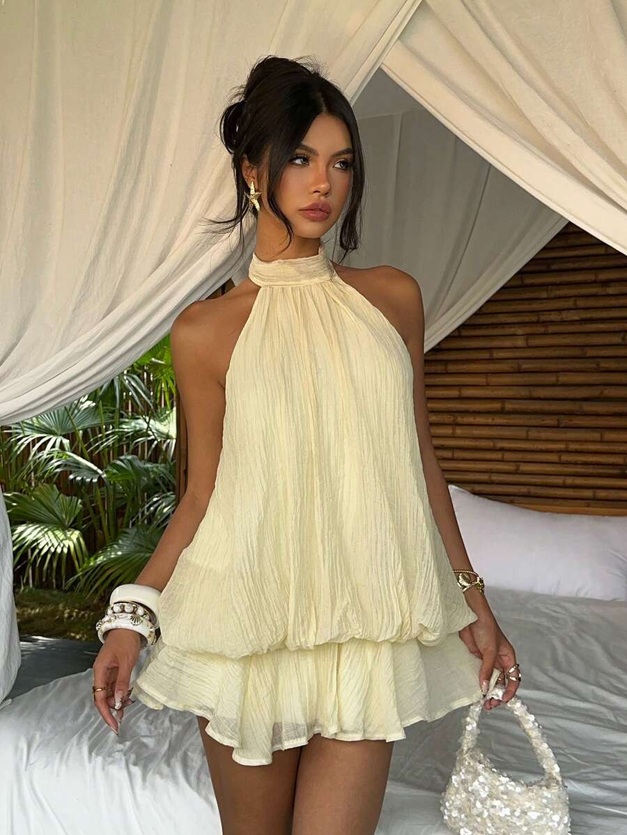 Saoirse™ | Contrast Lace Halter Mini Dress