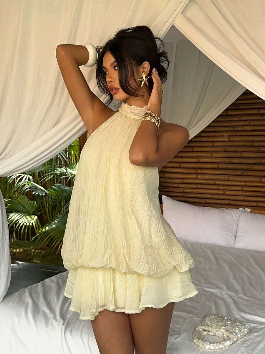 Saoirse™ | Contrast Lace Halter Mini Dress