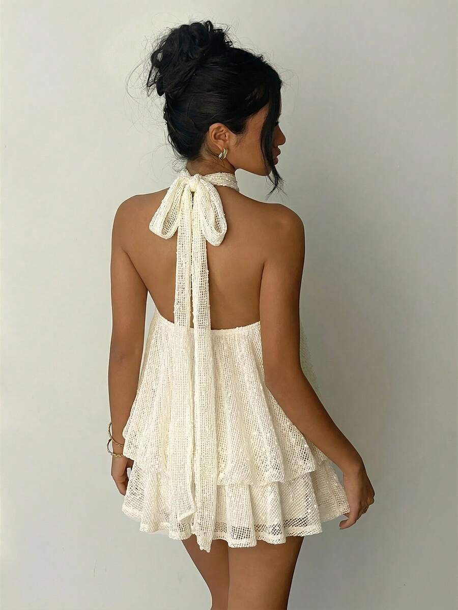 Saoirse™ | Contrast Lace Halter Mini Dress