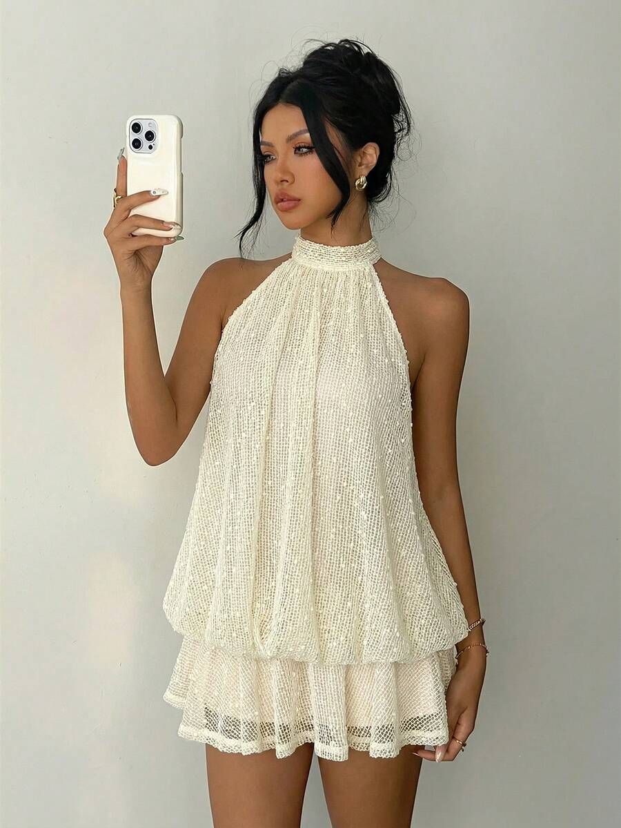 Saoirse™ | Contrast Lace Halter Mini Dress