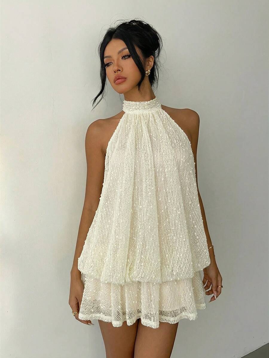 Saoirse™ | Contrast Lace Halter Mini Dress