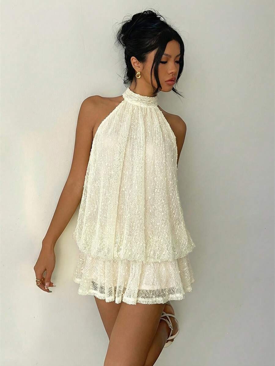 Saoirse™ | Contrast Lace Halter Mini Dress