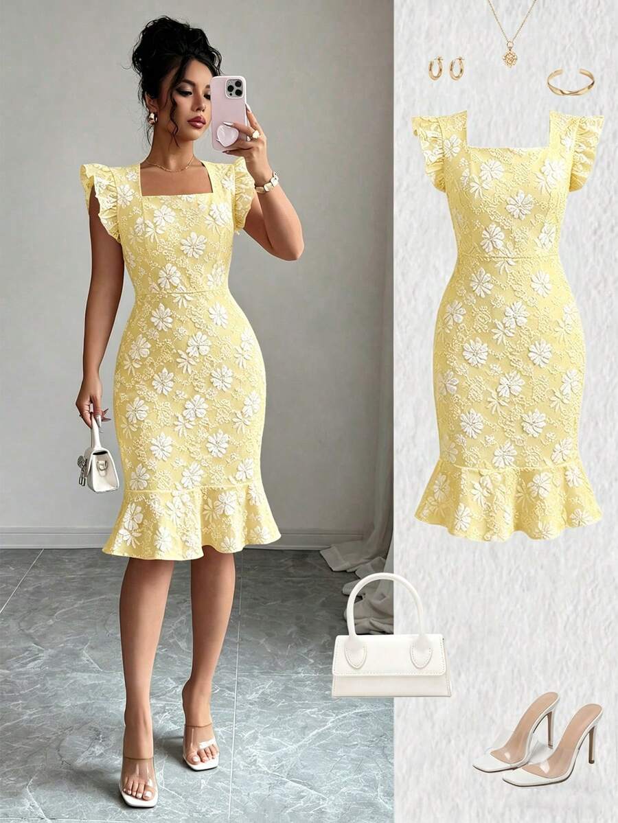 Verity™ | Jacquard Mermaid Midi Dress