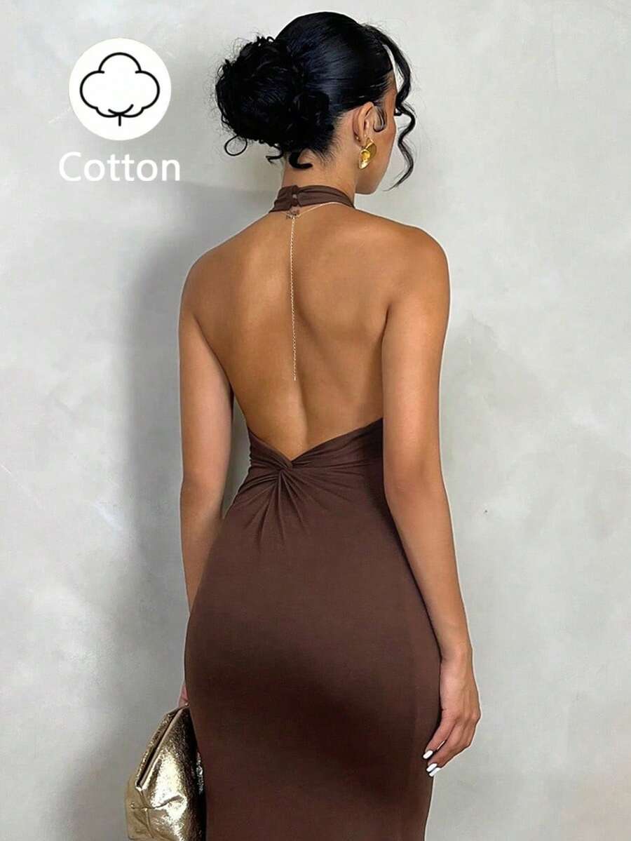Oriel™ | Twist Halter Mermaid Maxi Dress