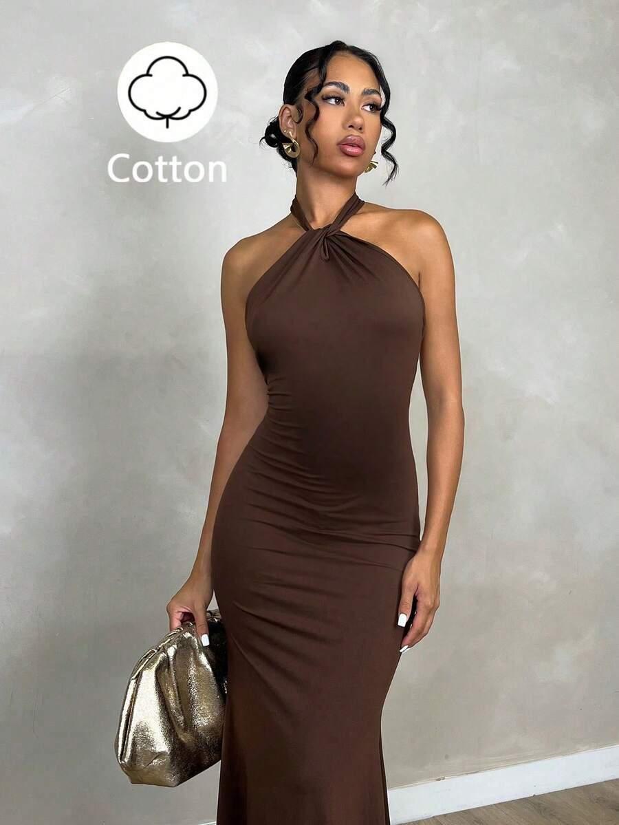 Oriel™ | Twist Halter Mermaid Maxi Dress