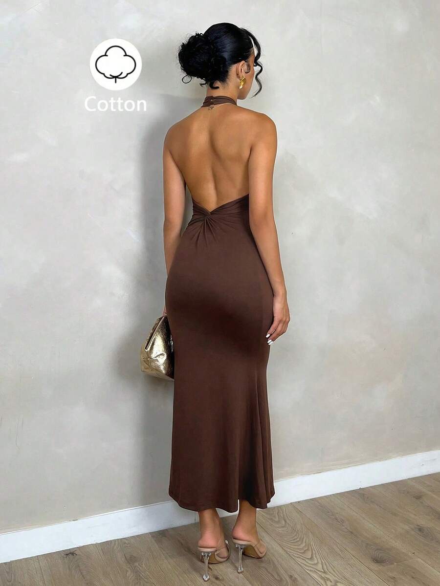 Oriel™ | Twist Halter Mermaid Maxi Dress