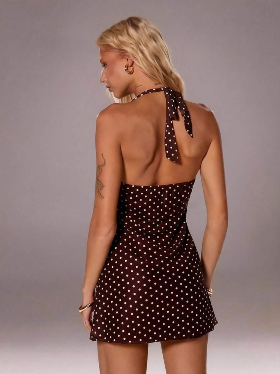 Nerissa™ | Polka Dot Halter Mini Dress