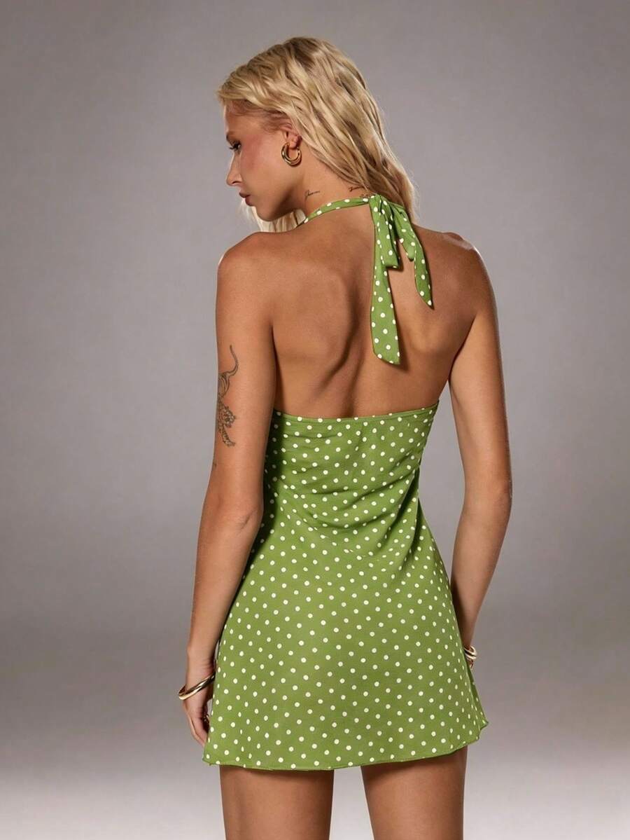 Nerissa™ | Polka Dot Halter Mini Dress