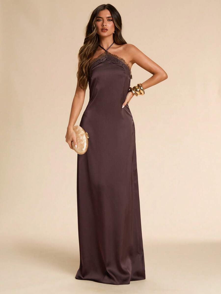 Giselle™ | Halter Lace Maxi Dress