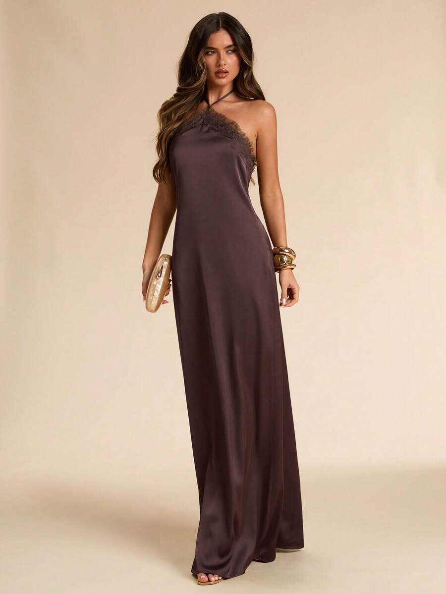 Giselle™ | Halter Lace Maxi Dress