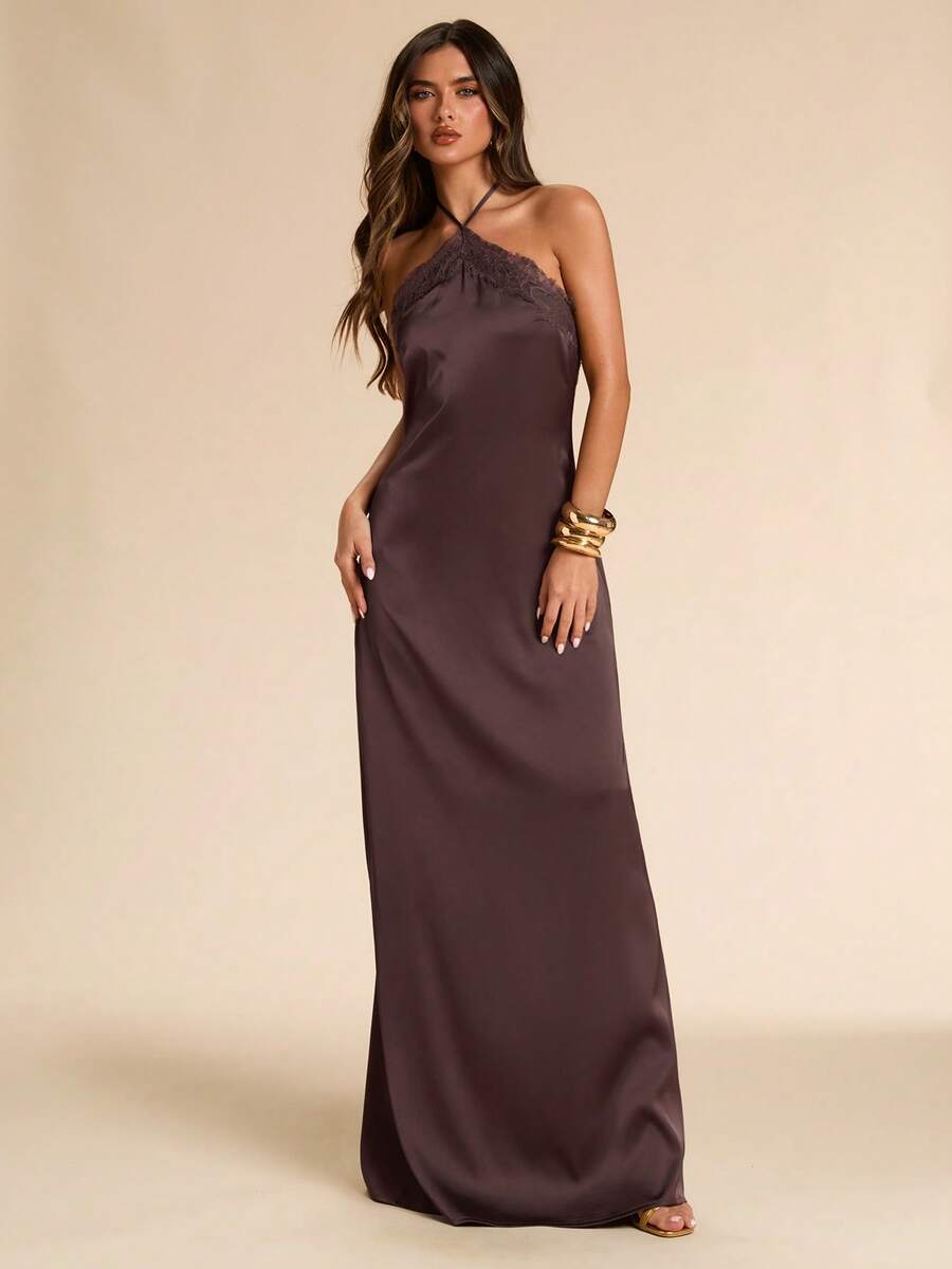 Giselle™ | Halter Lace Maxi Dress